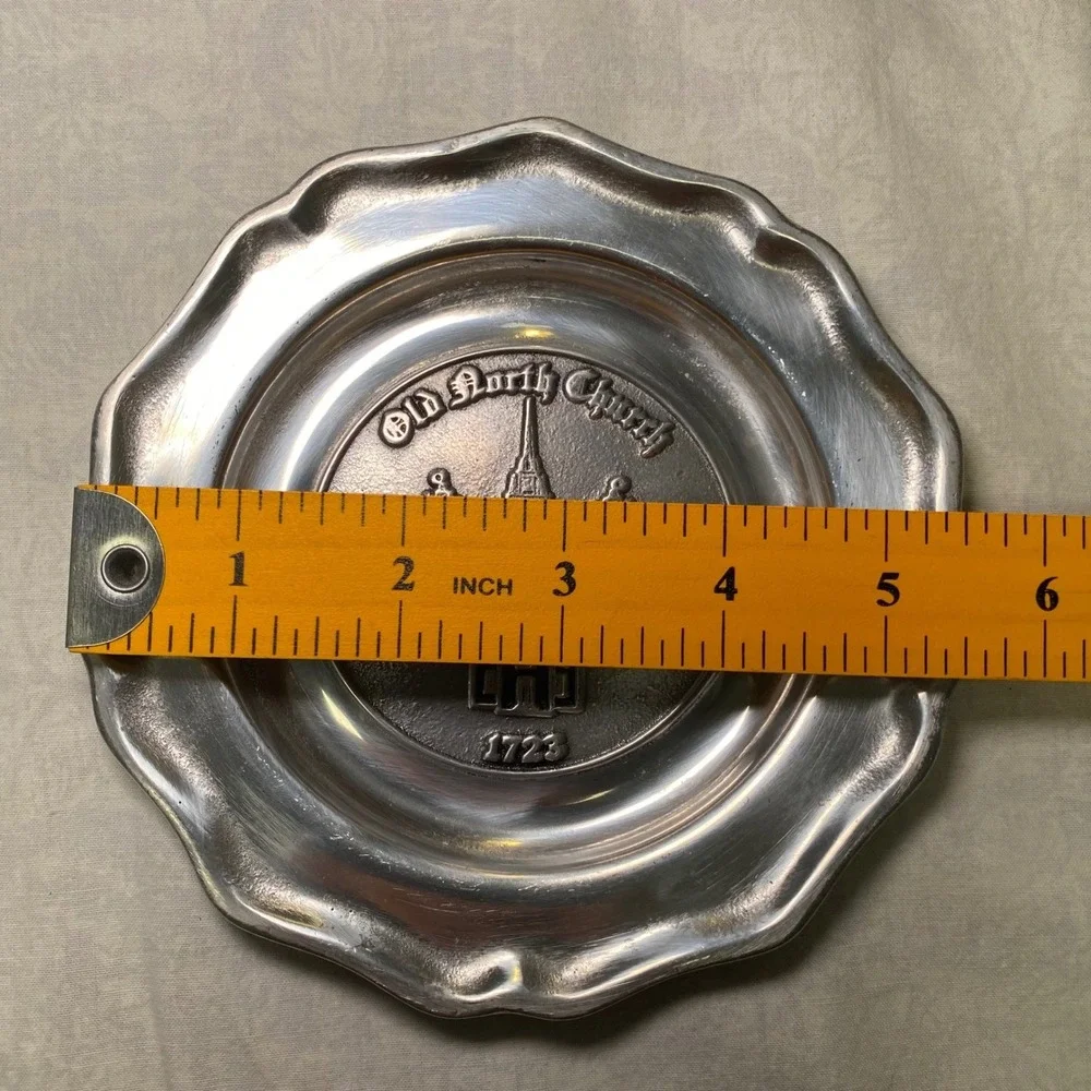 Pewtarex Old North Church 1723 Pewter‎ Plate Scalloped York PA Trinket Dish 6in